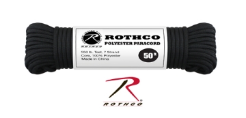 Show details for Black - 50 Foot - 5/32 Inch - Polyester Paracord Picture of Black - 50 Foot - 5/32 Inch - Polyester Paracord