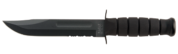 Show details for Full Size Partially Serrated Black KA-BAR® With Black Leather Sheath Picture of Full Size Partially Serrated Black KA-BAR® With Black Leather Sheath