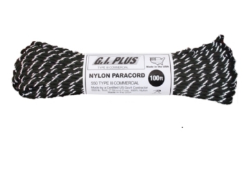 Show details for Black with Reflective Tracers - 100 Foot - 550 LB Type III Paracord Picture of Black with Reflective Tracers - 100 Foot - 550 LB Type III Paracord