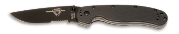Show details for Black RAT 1 Folder with Partial Serrations | Ontario Knife Picture of Black RAT 1 Folder with Partial Serrations | Ontario Knife