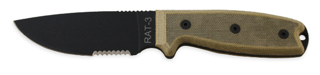 Picture of RAT-3 with 1095 Serrated Blade and Black Sheath by OKC®