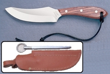 Show details for Grohmann R100SS - #100 | Rosewood | Stainless Steel | Leather Sheath with Pouch with Sharpening Steel Picture of Grohmann R100SS - #100 | Rosewood | Stainless Steel | Leather Sheath with Pouch with Sharpening Steel