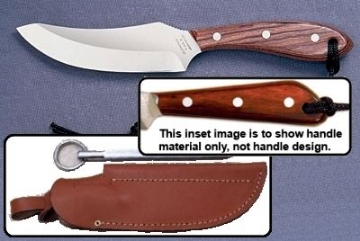 Show details for Grohmann X100SS - #100 | Resinwood | Stainless Steel | Leather Sheath with Sharpening Steel Picture of Grohmann X100SS - #100 | Resinwood | Stainless Steel | Leather Sheath with Sharpening Steel