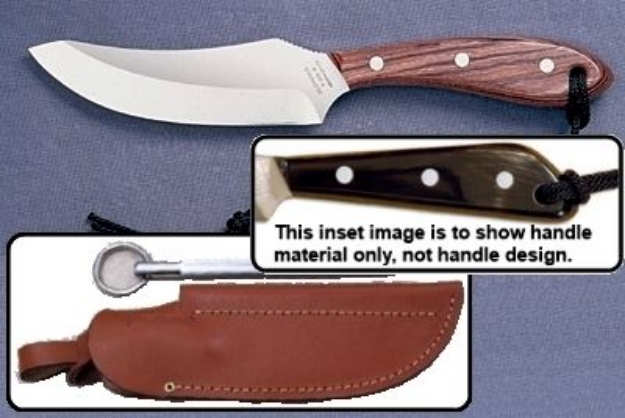 Picture of Grohmann W100CS - #100 | Water Buffalo Horn | Carbon Steel | Leather Sheath with Pouch with Sharpening Steel