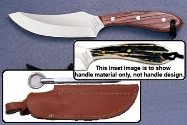 Picture of Grohmann H100SS - #100 | Stag Horn | Stainless Steel | Leather Sheath with Pouch with Sharpening Steel