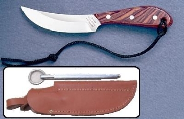 Show details for Grohmann R101CS - #101 | Rosewood | Carbon Steel | Leather Sheath with Pouch with Sharpening Steel Picture of Grohmann R101CS - #101 | Rosewood | Carbon Steel | Leather Sheath with Pouch with Sharpening Steel