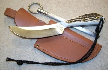 Show details for Grohmann H101SS - #101 | Stag Horn | Stainless Steel | Leather Sheath with Pouch with Sharpening Steel Picture of Grohmann H101SS - #101 | Stag Horn | Stainless Steel | Leather Sheath with Pouch with Sharpening Steel
