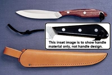 Show details for Black Micarta Handle - CS - Regular Open Leather Sheath by Grohmann® Picture of Black Micarta Handle - CS - Regular Open Leather Sheath by Grohmann®