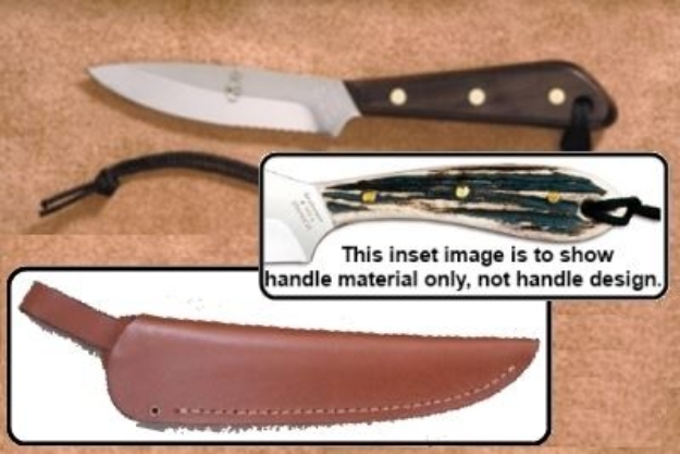 Picture of Grohmann H3SW - #3 | Stag Horn | Serrated Stainless Steel | Regular Open Leather Sheath