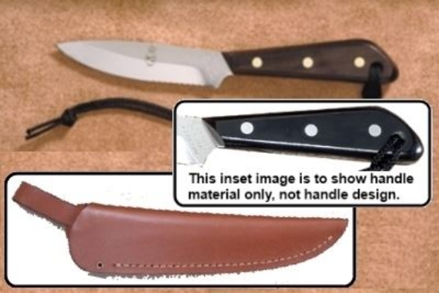 Picture of Grohmann M3SW- #3 | Black Micarta | Serrated Stainless Steel | Regular Open Leather Sheath