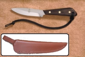 Show details for Grohmann R3SW - #3 | Rosewood | Serrated Stainless Steel | Regular Open Leather Sheath Picture of Grohmann R3SW - #3 | Rosewood | Serrated Stainless Steel | Regular Open Leather Sheath