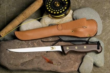 Show details for 8 Inch Fillet Knife Set - Rosewood Handle  - Stainless Steel Blade - Leather Sheath by Grohmann® Picture of 8 Inch Fillet Knife Set - Rosewood Handle  - Stainless Steel Blade - Leather Sheath by Grohmann®