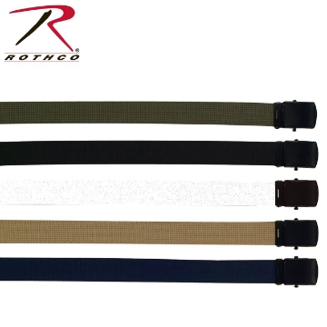 Show details for Cotton Web Belt with Black Buckle by Rothco® Picture of Cotton Web Belt with Black Buckle by Rothco®