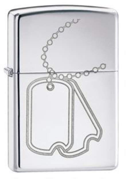 Picture of Engraved Dog Tags on High Polish Chrome - Windproof Lighter by Zippo®