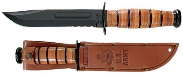 Show details for Partially Serrated US Army KA-BAR® With Brown Leather Sheath Picture of Partially Serrated US Army KA-BAR® With Brown Leather Sheath