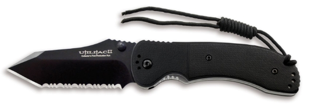 Picture of JPT-4R Black Serrated Tanto with Black Round Handle by OKC