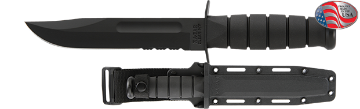 Show details for Full Size Black KA-BAR®, Partially Serrated with Hard Plastic Sheath Picture of Full Size Black KA-BAR®, Partially Serrated with Hard Plastic Sheath