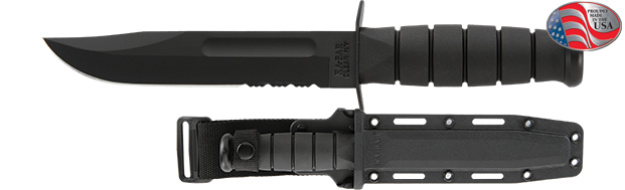 Picture of Full Size Black KA-BAR®, Partially Serrated with Hard Plastic Sheath