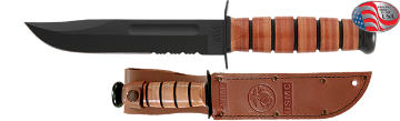 Show details for Partially Serrated USMC Combat Knife with Leather Sheath by KA-BAR® Picture of Partially Serrated USMC Combat Knife with Leather Sheath by KA-BAR®