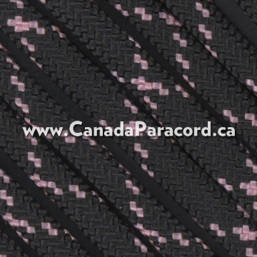 Show details for Black with Rose Pink X - 100 Ft - 550 LB Paracord Black with Rose Pink X - 100 Ft - 550 LB Paracord
