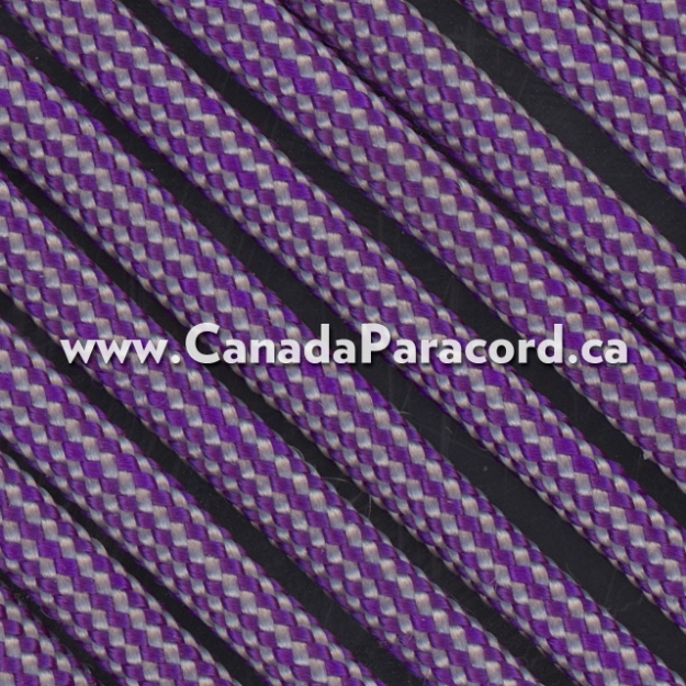 Neon Purple and Silver Stripes - 1,000 Ft - 550 LB Paracord