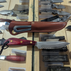 Picture of Grohmann X3SWM - #3 | Water Resistant Resinwood | Partially Serrated Stainless Steel | Leather Sheath with Marlin Spike and Shackler Tool Picture of Grohmann X3SWM - #3 | Water Resistant Resinwood | Partially Serrated Stainless Steel | Leather Sheath with Marlin Spike and Shackler Tool