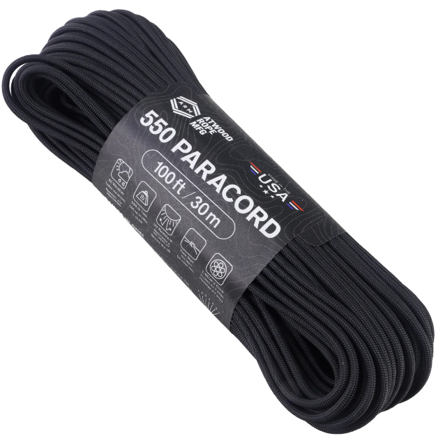 Picture of Black | 550lb Polyester Paracord | 100 Feet